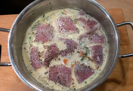 Fish ready to steam for a few minutes Fish ready to steam for a few minutes