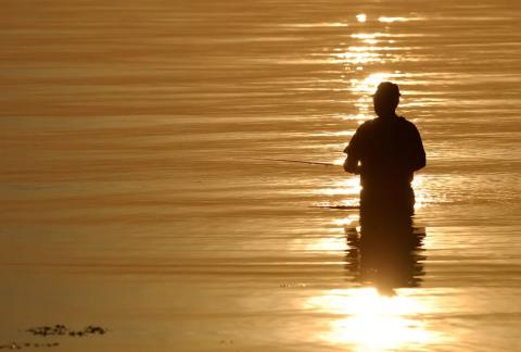 Angler in sun