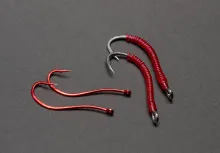 Bare hooks and blood worm fishing flies