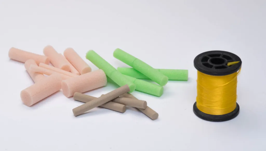 Uniformly colored foam cylinders for fly tying