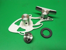 The gearwheel and some other parts. The gearwheel and some other parts.