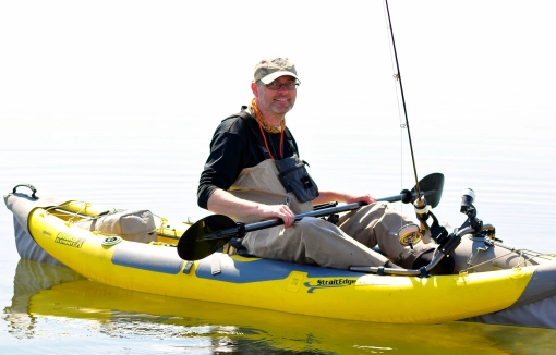 Martin in an inflatable kayak Martin in an inflatable kayak