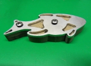 Rough fish shape still on the MDF plate with the two screws. Rough fish shape still on the MDF plate with the two screws.