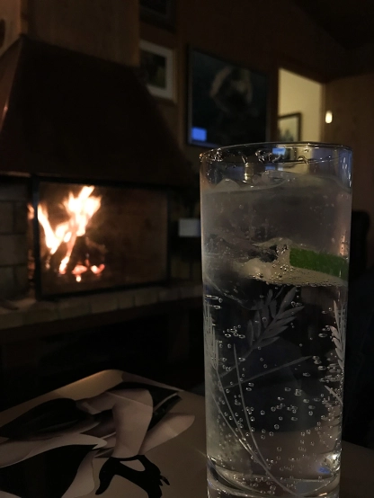 A drink by the fireplace A drink by the fireplace