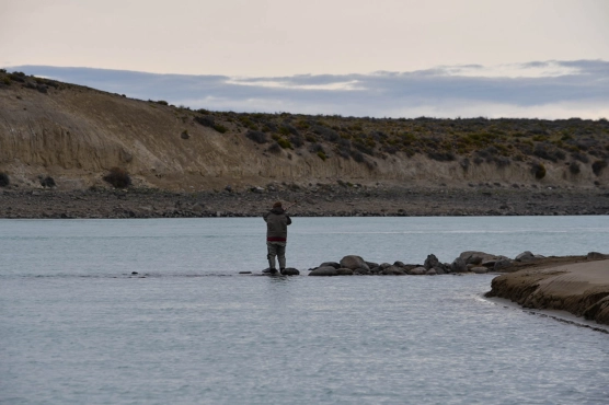 Peter casting in the Santa Cruz River Peter casting in the Santa Cruz River