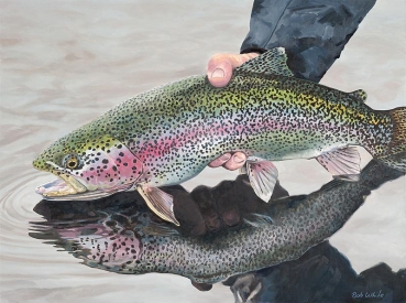 Fly fishing for trout, Midwest fly fishing, trout fishing oil paintings