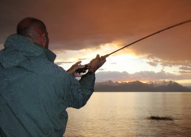 Salmon fishing in south Patagonia