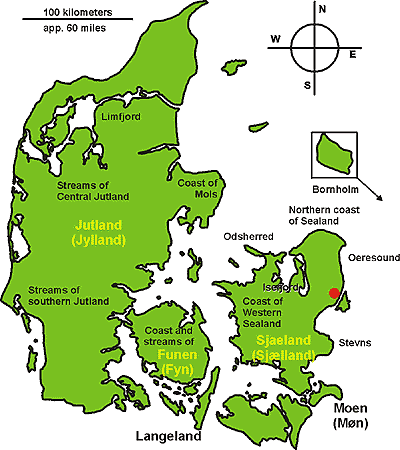 Map of Denmark, Global FlyFisher