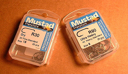 Mustad Snelled Central Draught Hooks, Straight, Ringed, Bronze, Box of 10  Packs