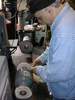 Bob Venneri at the buffing wheel