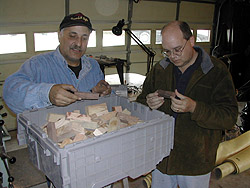 Inspecting a box of blanks