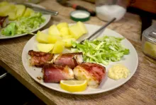 Fish in dried ham