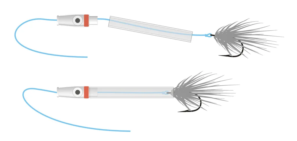 Test tube with tippet and hook