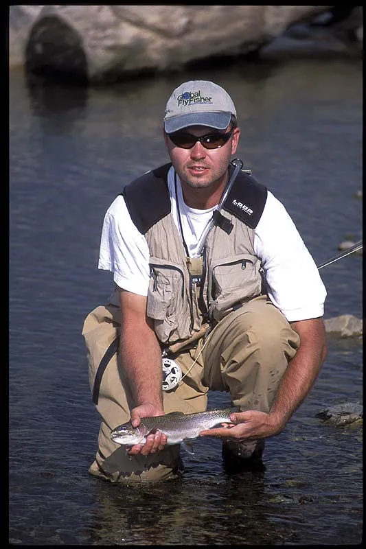 Kasper's catch - Kasper fished for 15 minutes for this Dream Stream rainbow that was working deep in a bend on the stream. Finally he managed to hook and land it.
