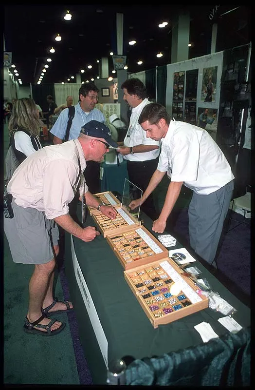 Bidoz - Martin's French friend Andre Fourniez Bidoz in the background to the right. His son is helping in the foreground. Andre is the maker of beads, tubes, cone heads and many other small metal products for fly tying.