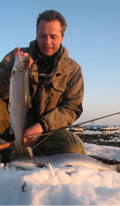 Two fine trout - The air temperature was -9 and the water temperature +2 deg C.