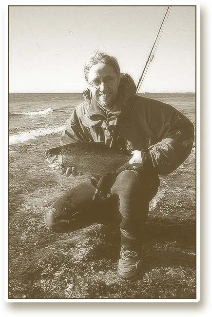 Asger - Friend Asger with a rainbow in the 3 kilo or 6 lbs. range. This fish was extraordinarily fat as you can see from the picture.