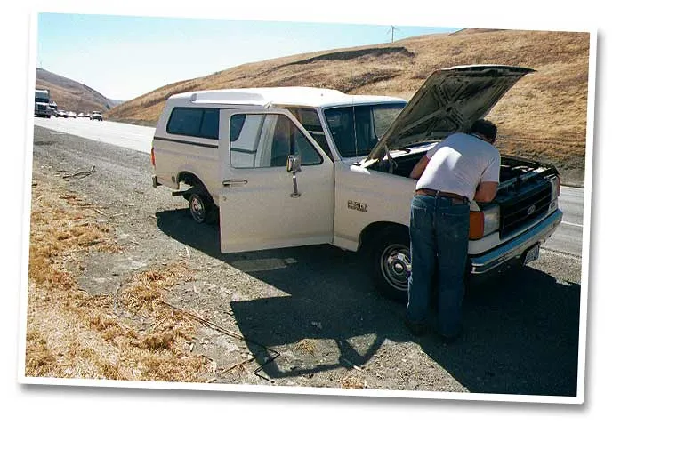 Roadside change - We had to fix a blown tyre quite close to the roadside of a very busy road. The wind combined with the cars zooming by was quite an experience.