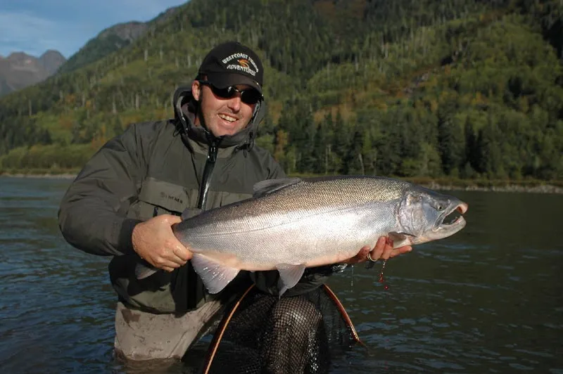 A coho - Our guide Gill with a coho caught by one of the other clients
