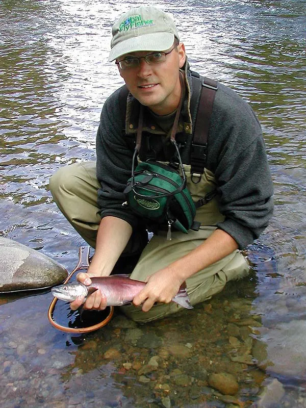 Kokanee salmon - Martin with a typical small Kokanee Salmon.