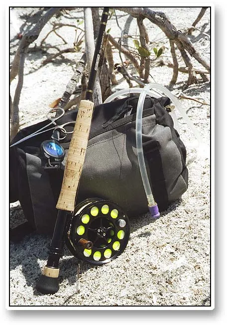 Fanny pack and water - A fanny pack or chest pack is a great way of carrying the little gear you need for a wading trip for bonefish. the most important item is water - lots of water!