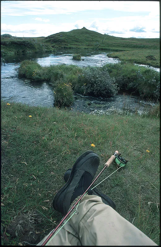 Room with a view - Who can complain about a place like this? Martin resting on the banks of Litlá.