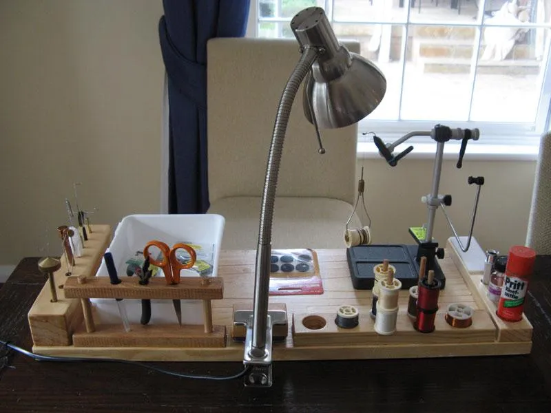 Ready for action - Martin Slack\'s tying station armed and ready for battle