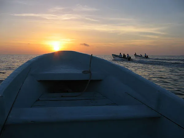 Into the sun - Heading into the sunup in the morning.