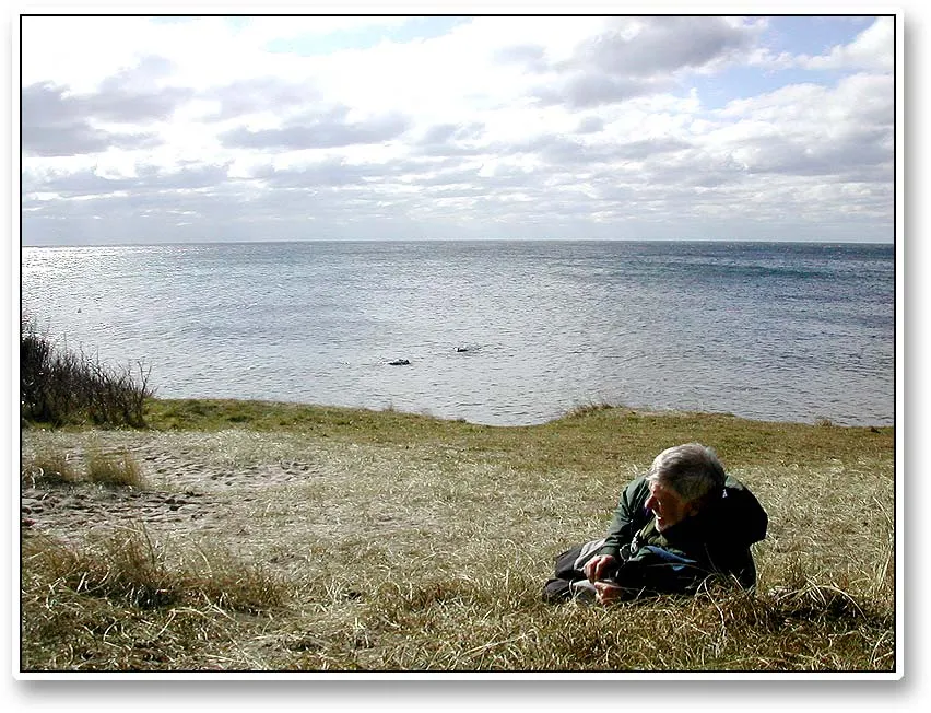 A break - Joergen rests during a long days fishing. Being able to just lay down almost anywhere is the properly dressed fisher's privilege.