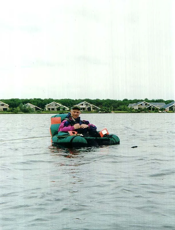 Ben Koning - Ben fishing from a rented float tube at the Heidemeer in Friesland. Unfortunately we didn't catch a fish that particular day.
