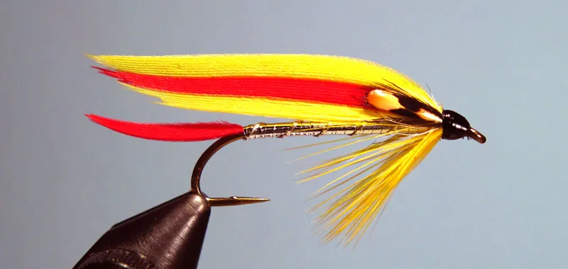 Mickey Streamer - A classic feather wing wet fly/streamer in the Mickey Finn color scheme, tied by Bob Petti