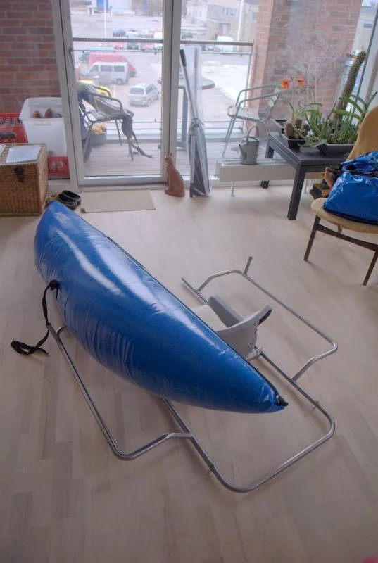 First pontoon - Inflating can be done manually with a hand pump or with an electrical 12 volt pump