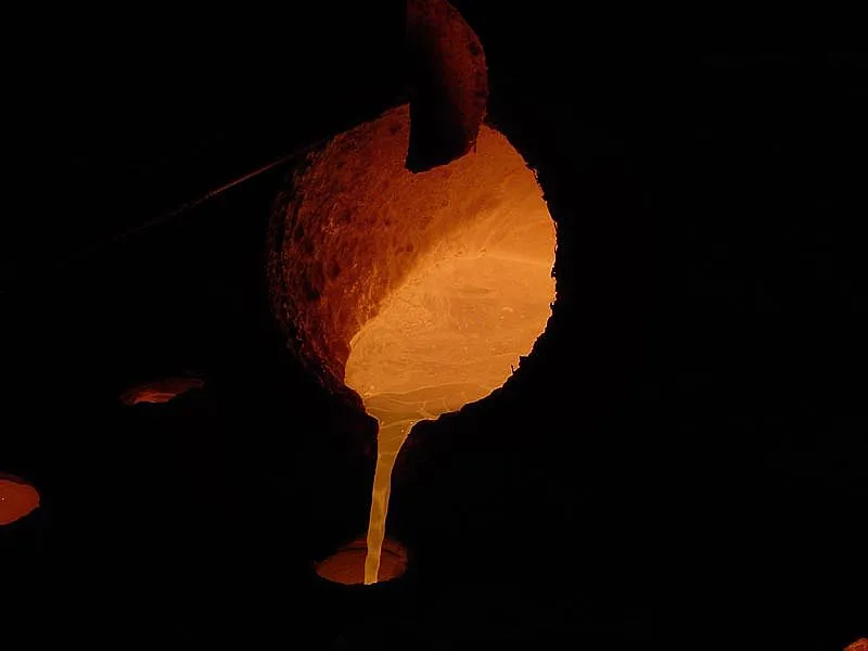 Molten bronze being poured -