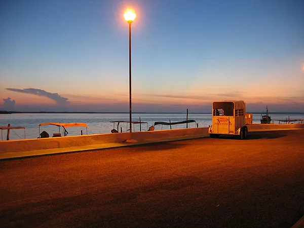 Morning light - The sun is about to rise over the waterfront in Rio Lagartos.
