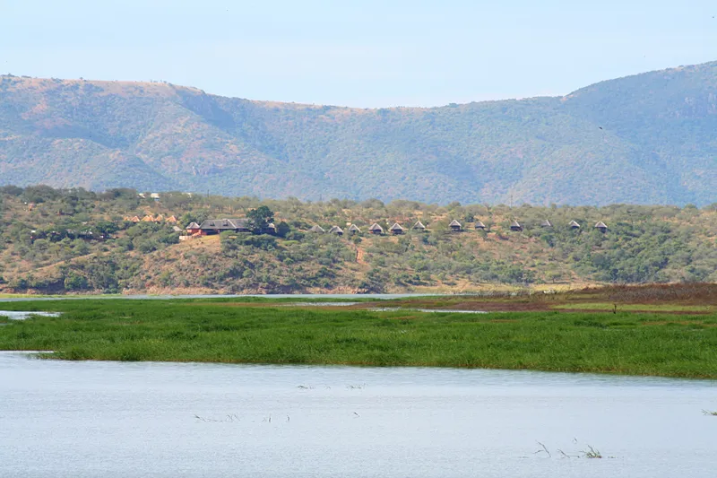The lodge seen from the water -