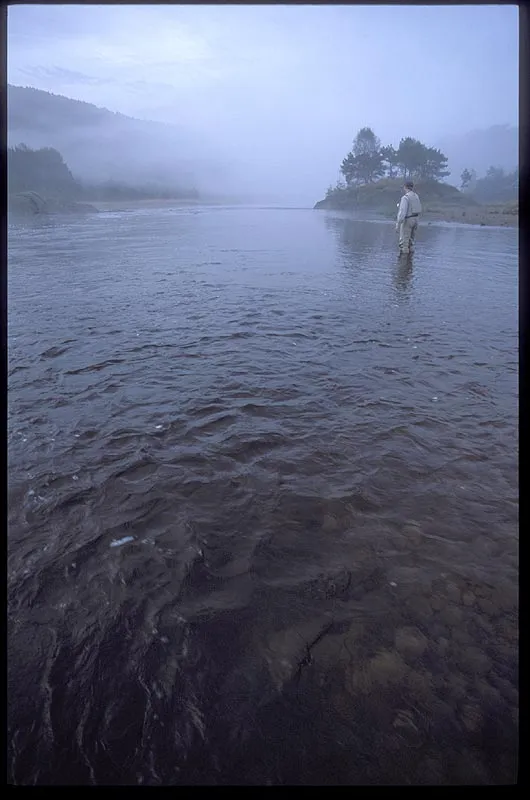 Shallow run - A shallow run followed by some deeper water and a neck. A possible holding place for salmon.