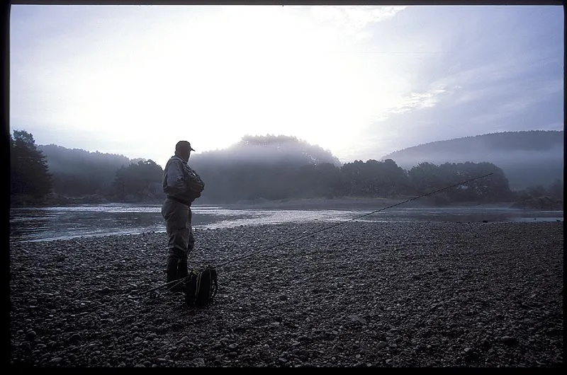 Getting ready - Getting ready for the morning's fishing. Water levels are significantly down due to the regulation that takes place because of the electricity production.