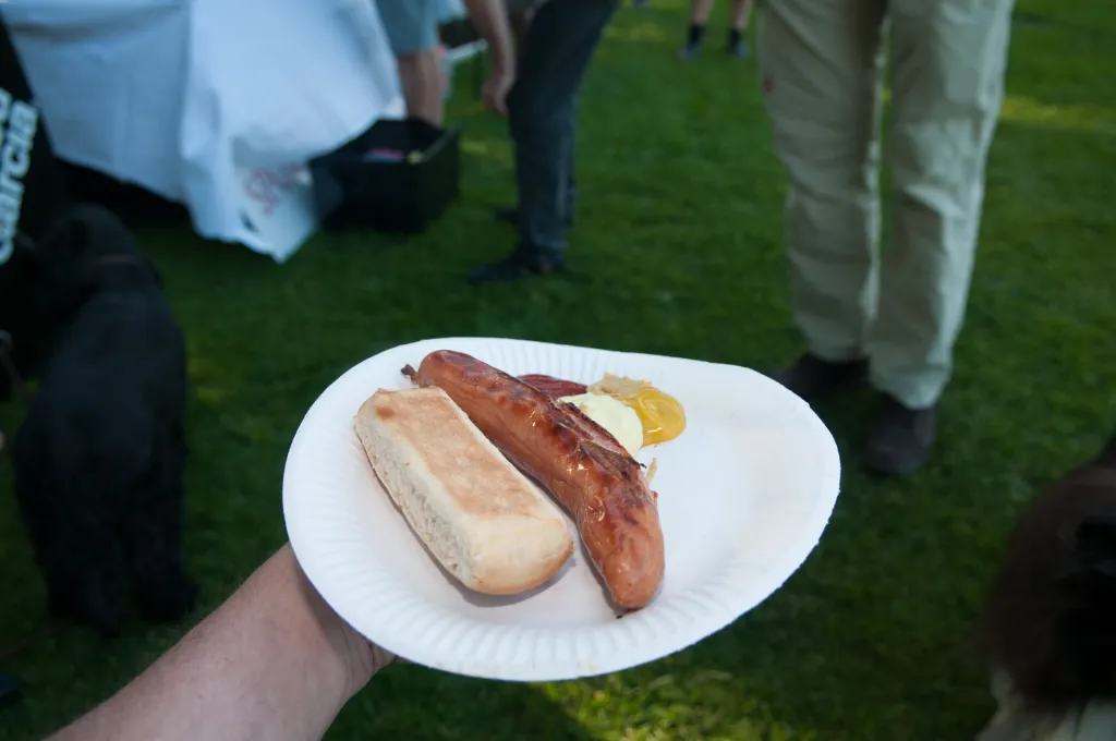 The prize - Complimentary barbequed sausages, bread, beer and soft drinks were part of the casting party
