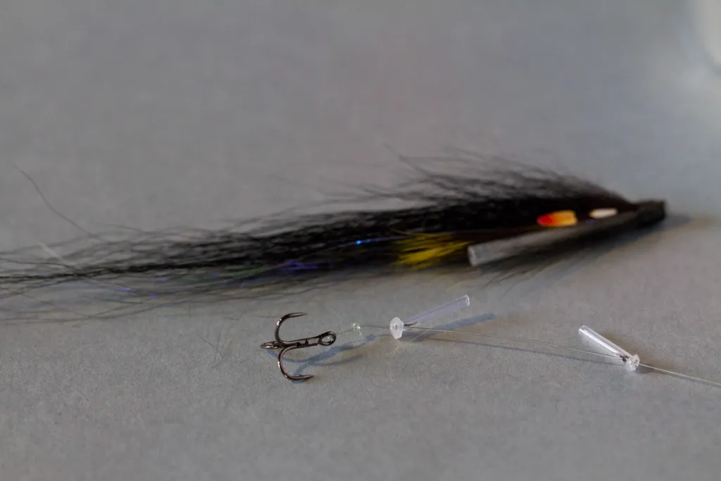 On the leader - FlyOns sitting on the leader, ready to attach to the fly