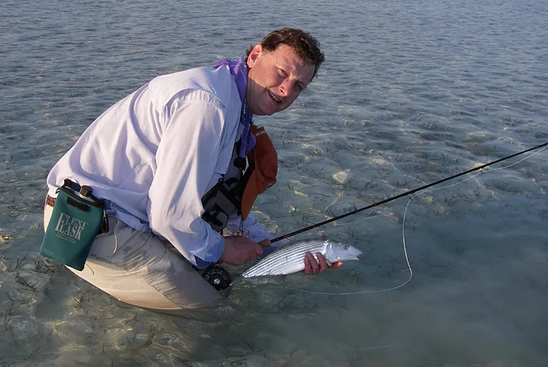 Da' life, mon! - Good reason to be happy here. Paul releasing yet another bonefish