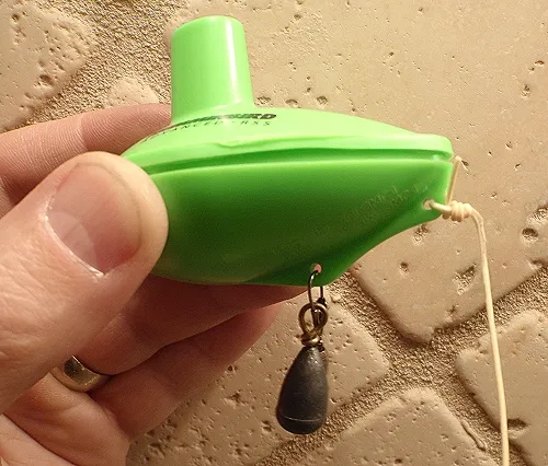 Submarine - The remote RF depthsounding unit looks like a miniature submarine. When using it with a float tube or kayak, consider attaching a small weight to the bottom to act as a weighted keel.