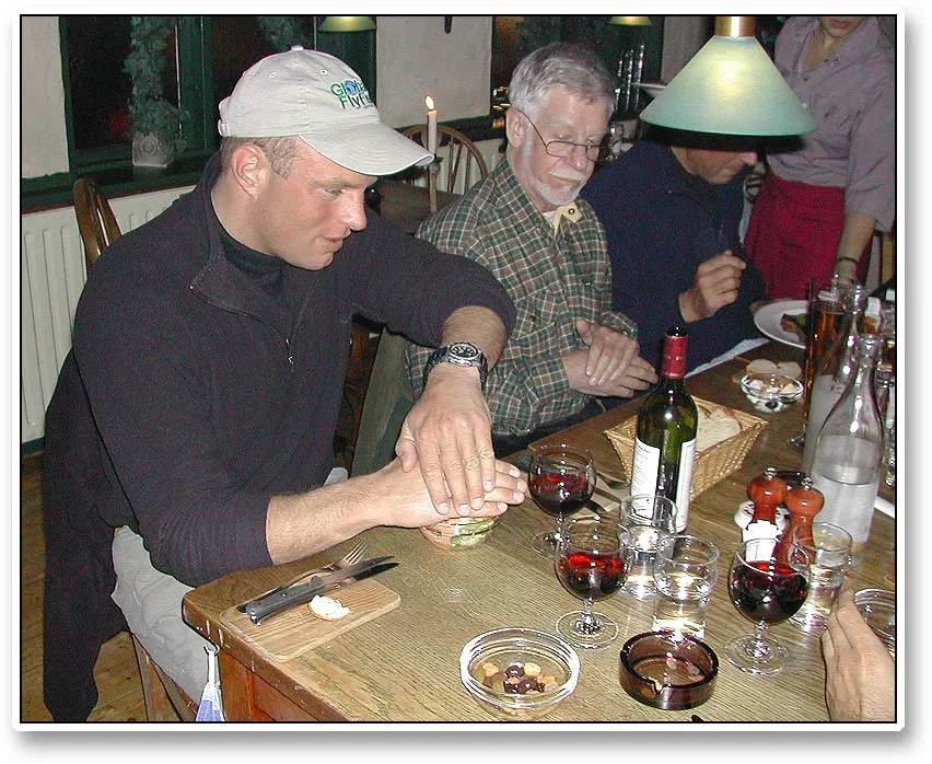 Ken's salad - Ken trying desperately to hide the fact that he actually had a salad for his steak. Ken is a meat eater and will usually not touch vegetables.