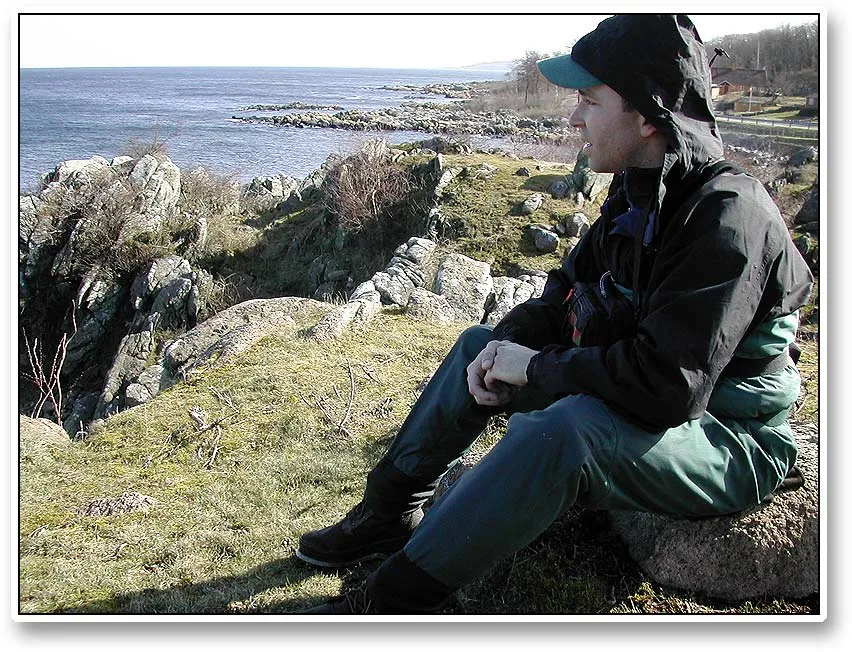 Sean resting - Sean enjoying the beautiful landscape of Bornholm, where rock, sea and Danish idyll merges together.