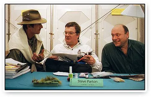 Theo, Steve and Roger - Dutch Theo Barkelaar - AKA Mr. Goldbead - watching over British Steve Parton and Roger Loodmer.
