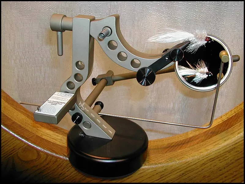 Vice - Fly tying vices never seem to find a final shape. Manufacturers keep on finding new ways of shaping this fairly simple tool as this DH Thompson Cobra shows.